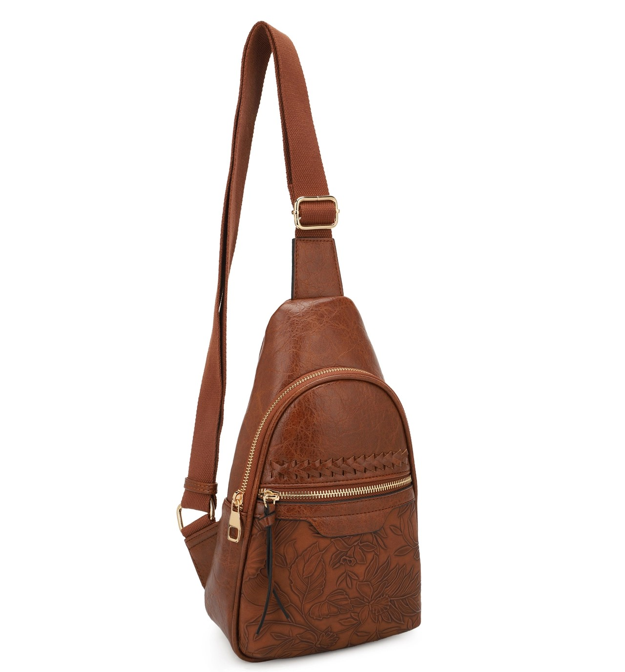VINTAGE TOOLED LEATHER BACKPACK/SLING BAG IN BROWN‎ Vintage brown leather backpack. High quality perfectly worn  main image 3